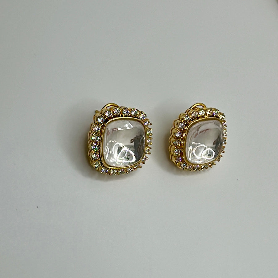 Clear Uncut Kundan Studs