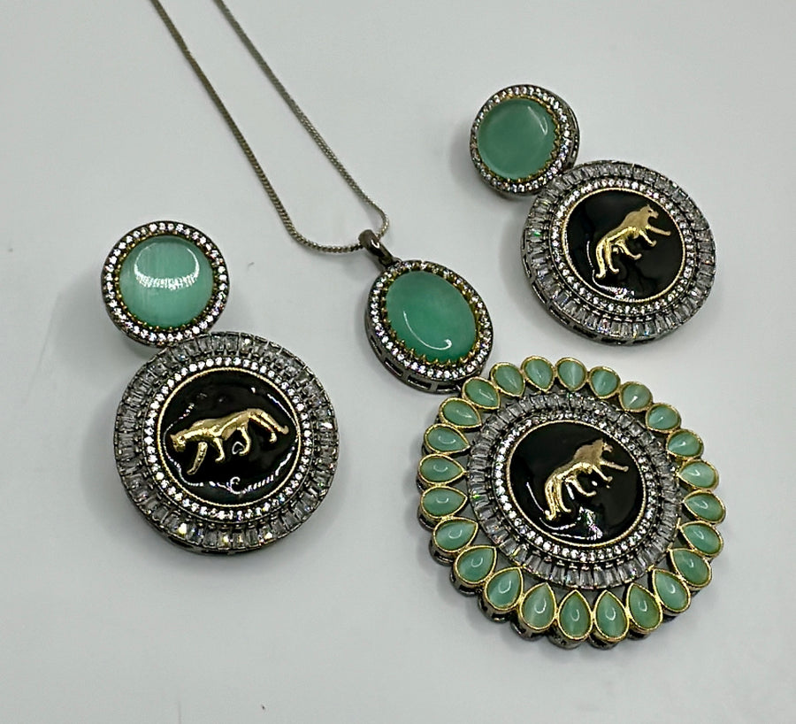 Mint Sabya Inspired Pendant Set