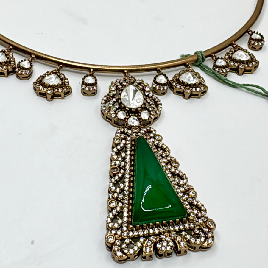 Green Doublet & Moissanite Hasli