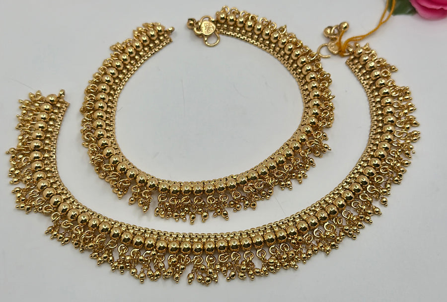 Clear Gold Lookalike Traditional Anklets Pair