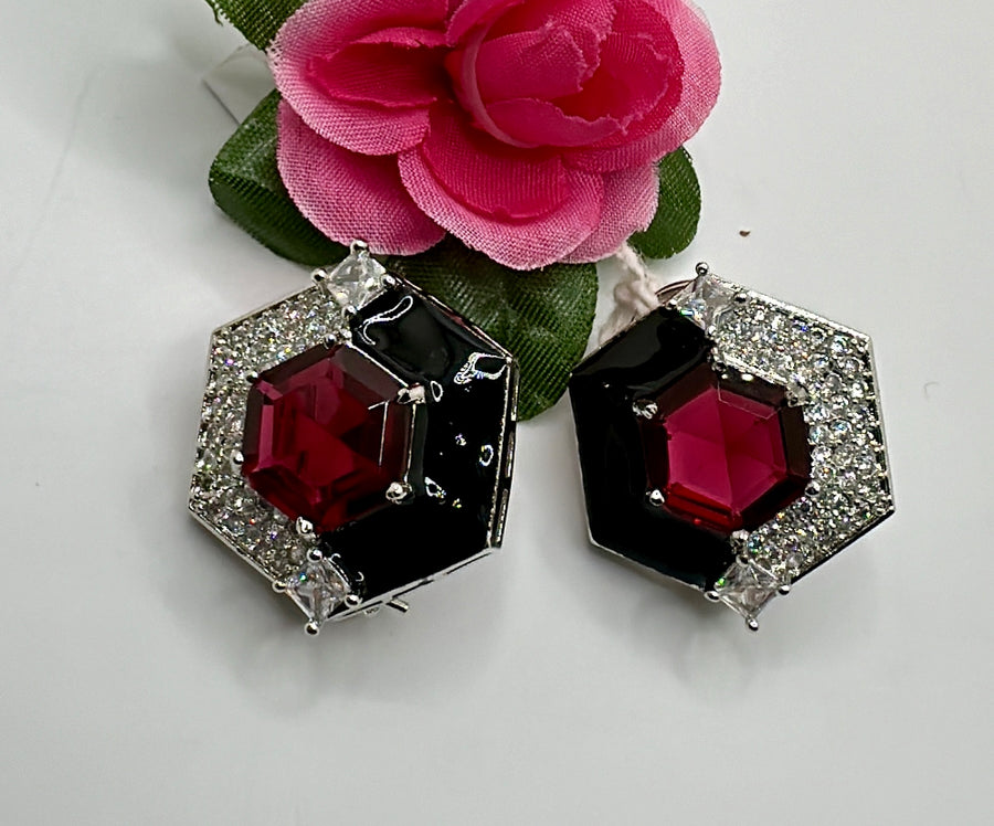 Red And Black Swarovski Studs