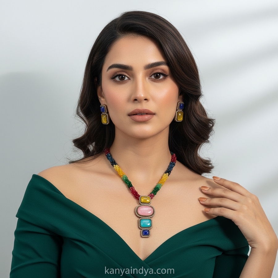 Multi Pearl Doublet Cubic ZirconiaNecklace Set