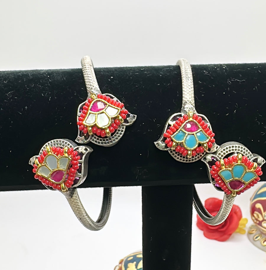 Ruby Paachi Motif Adjustable Bangle