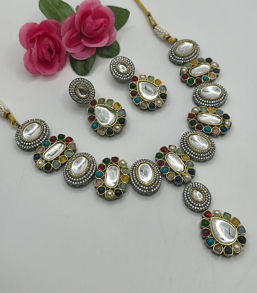 Multi Uncut Kundan Necklace Set