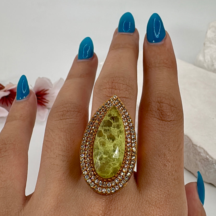 Lime Yellow Doublet Adjustable Finger Ring
