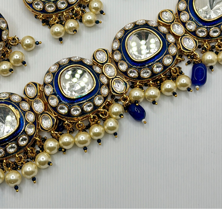 Blue Meenakari Bridal Choker Set