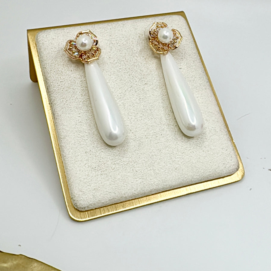 White Pearl Earrings