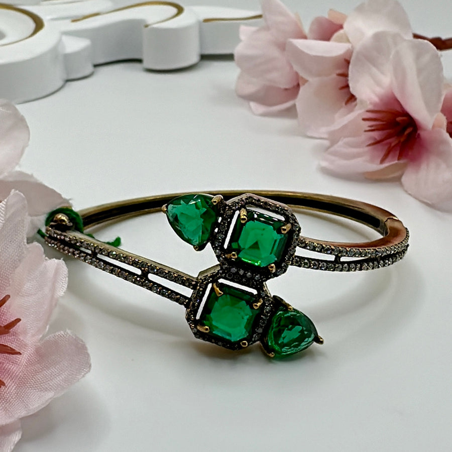 Green Dainty Doublet Dainty Openable Bracelet( Fits Size 2.2-2.6)