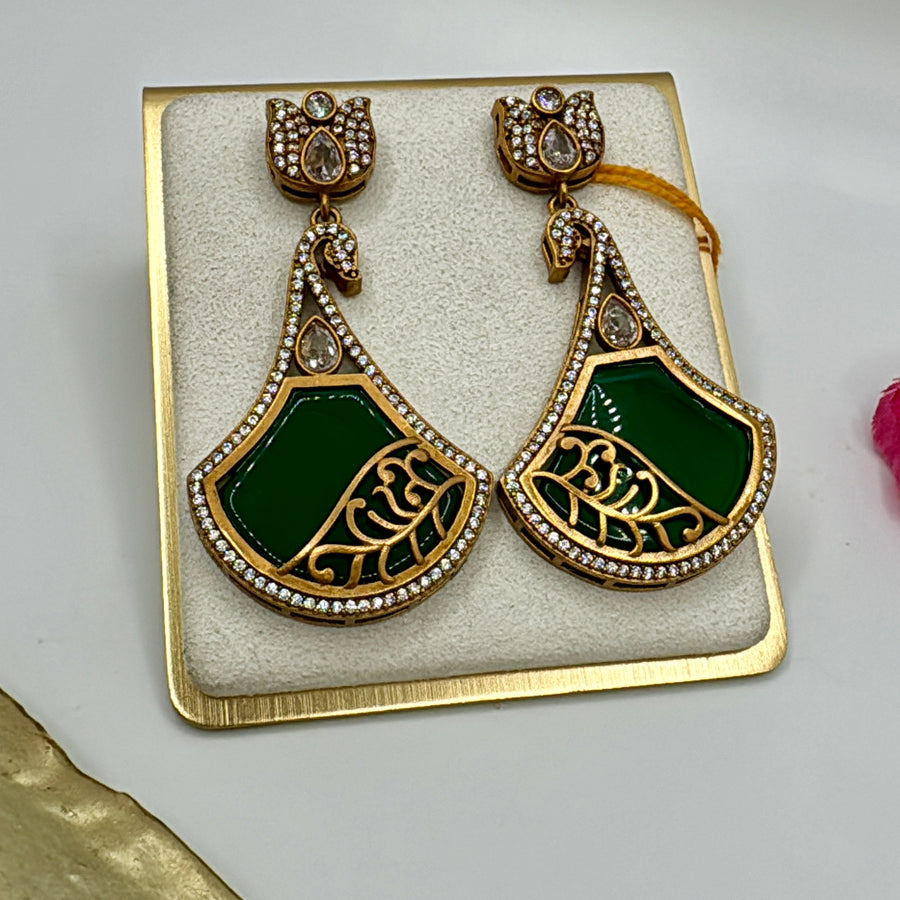 Green Kundan Earrings