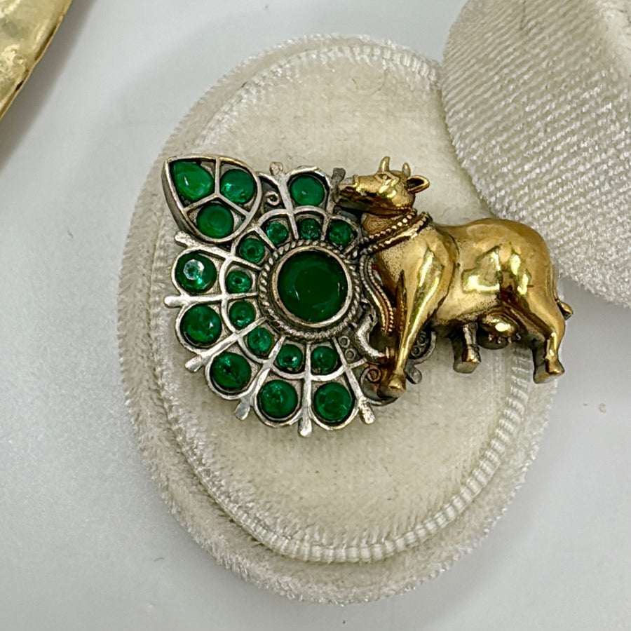 Green Nandi Cow Adjustable Finger Ring