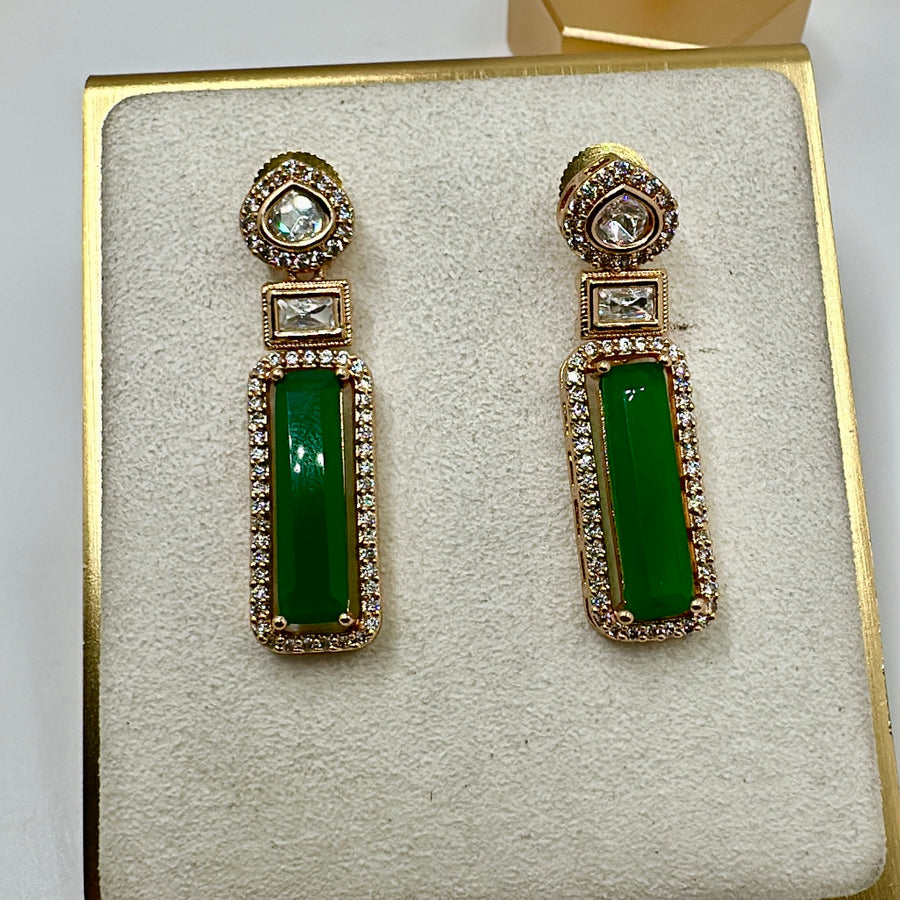 Green Doublet Dainty Earrings