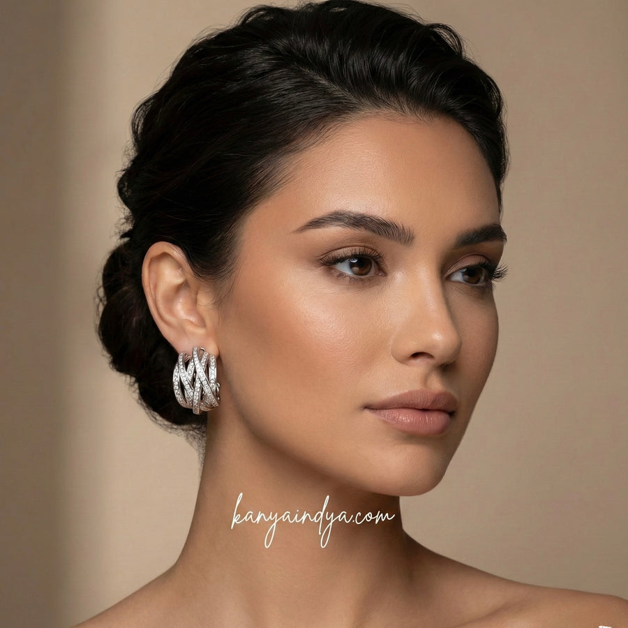 Clear Italian AAA Cut Cubic Zirconia Hoop Earrings