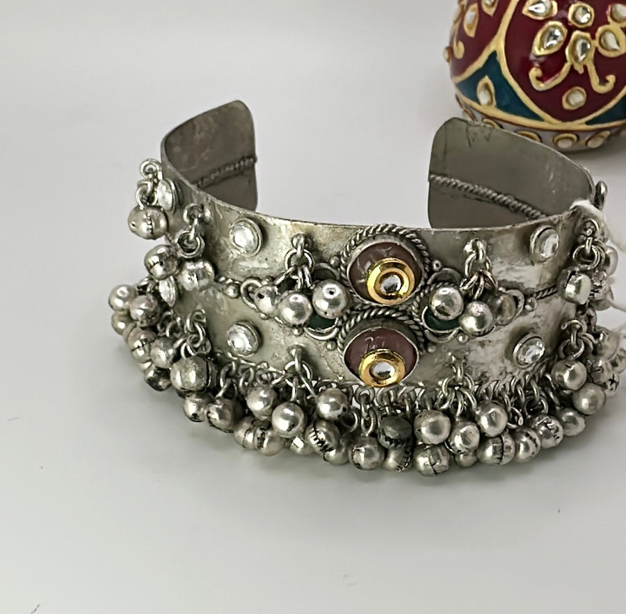 Clear Silver lookalike Ghungroo Cuff