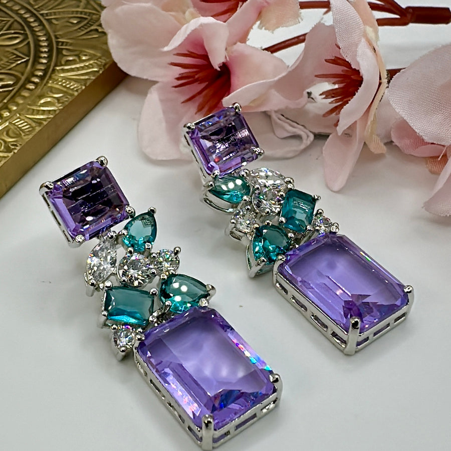 Purple Lilac American Diamonds Earrings