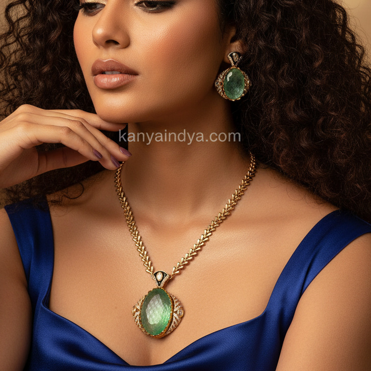 Mint Doublet Dainty Pendant Necklace Set