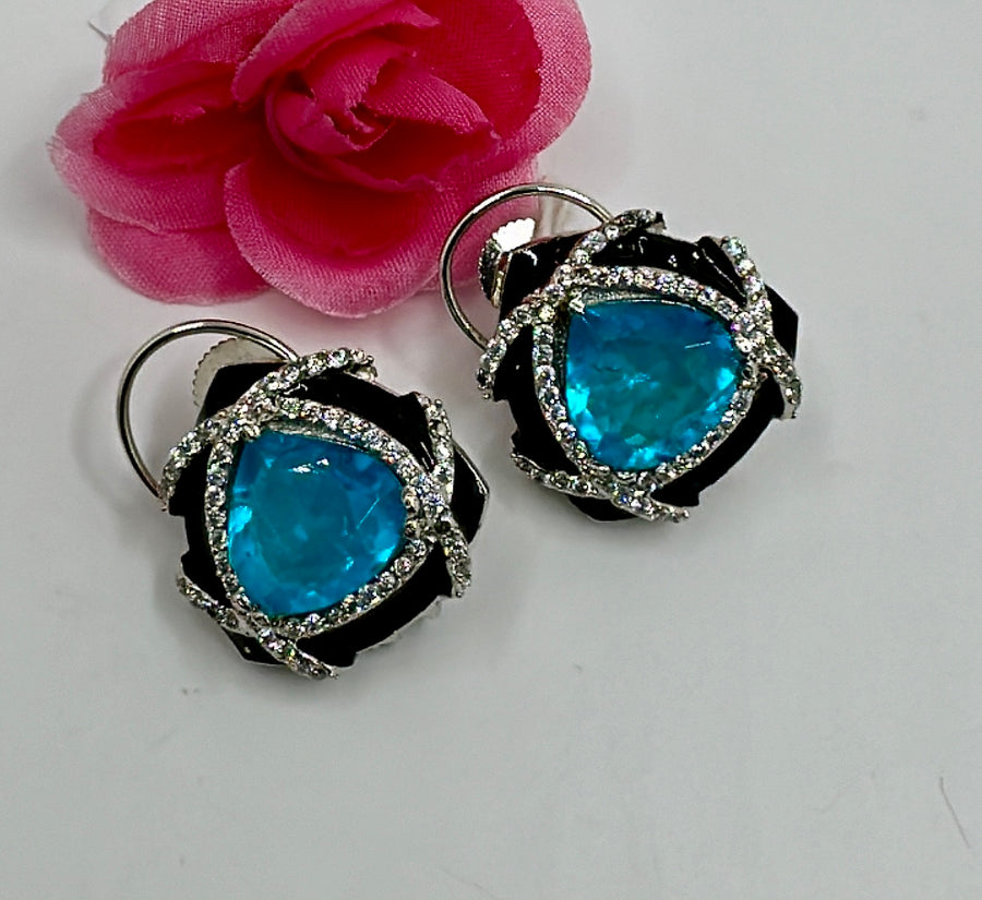 Turquoise Swarovski Triangle Studs