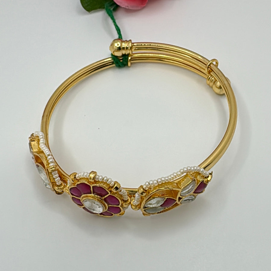 Ruby Paachi Kundan Adjustable Bracelet(Adjustable fits Size 2.2-2.8)