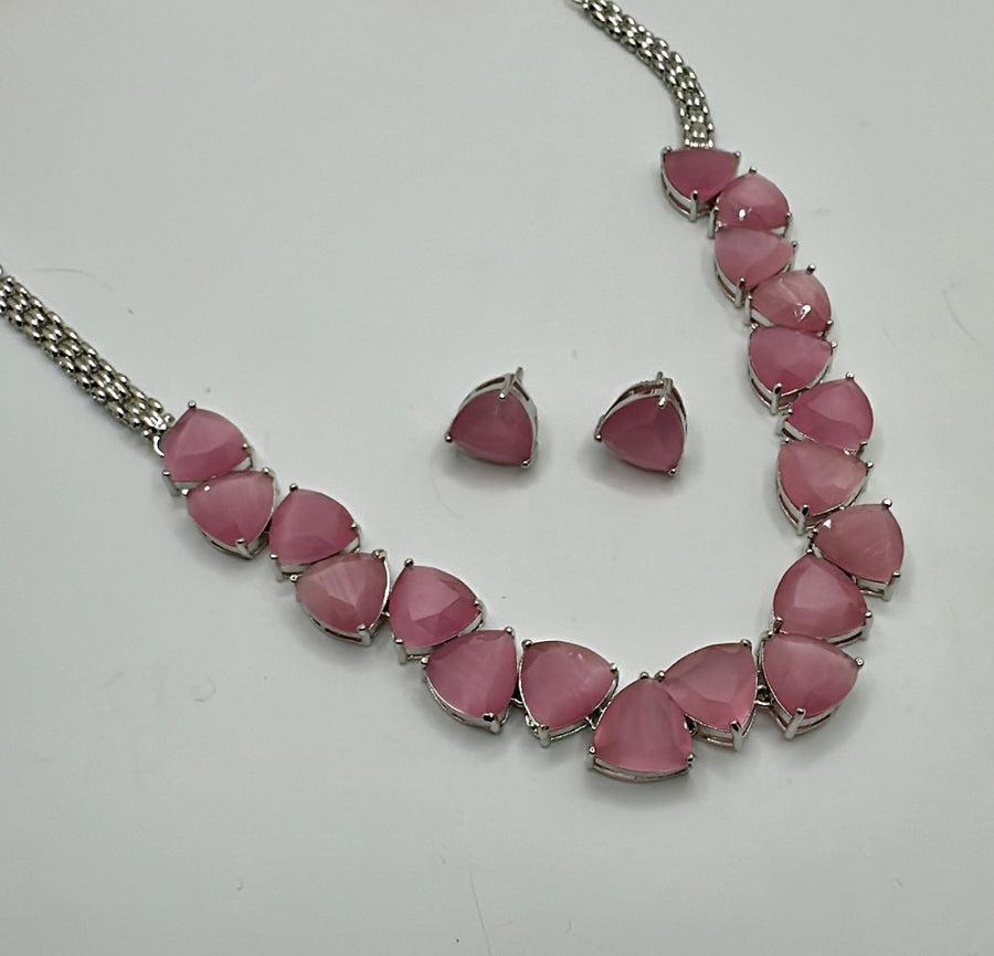 Pink Doublet Dainty Necklace Set