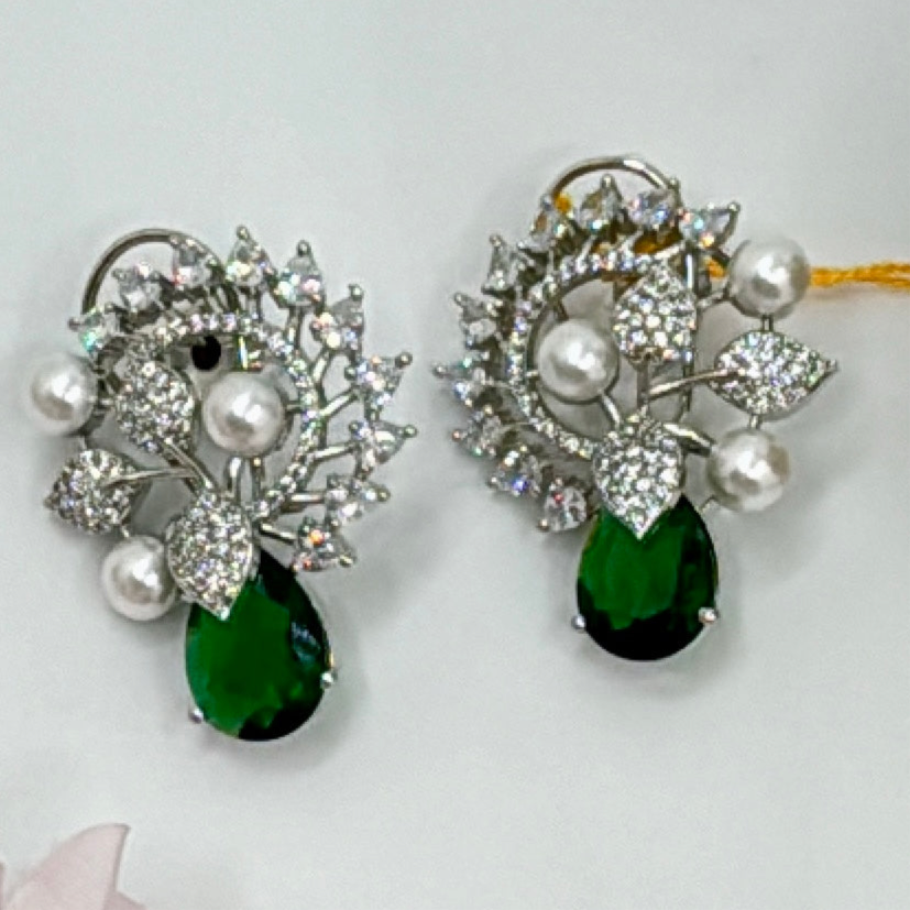 Green American Diamonds Stud Earrings