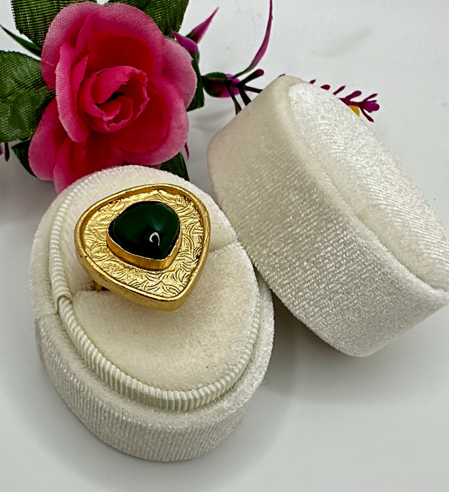 Green Gold Lookalike Adjustable Finger Ring