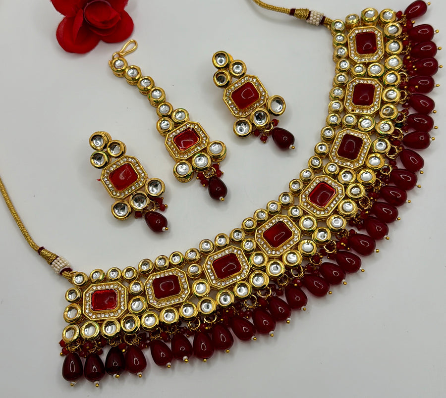 Ruby Kundan Bridal Necklace Set