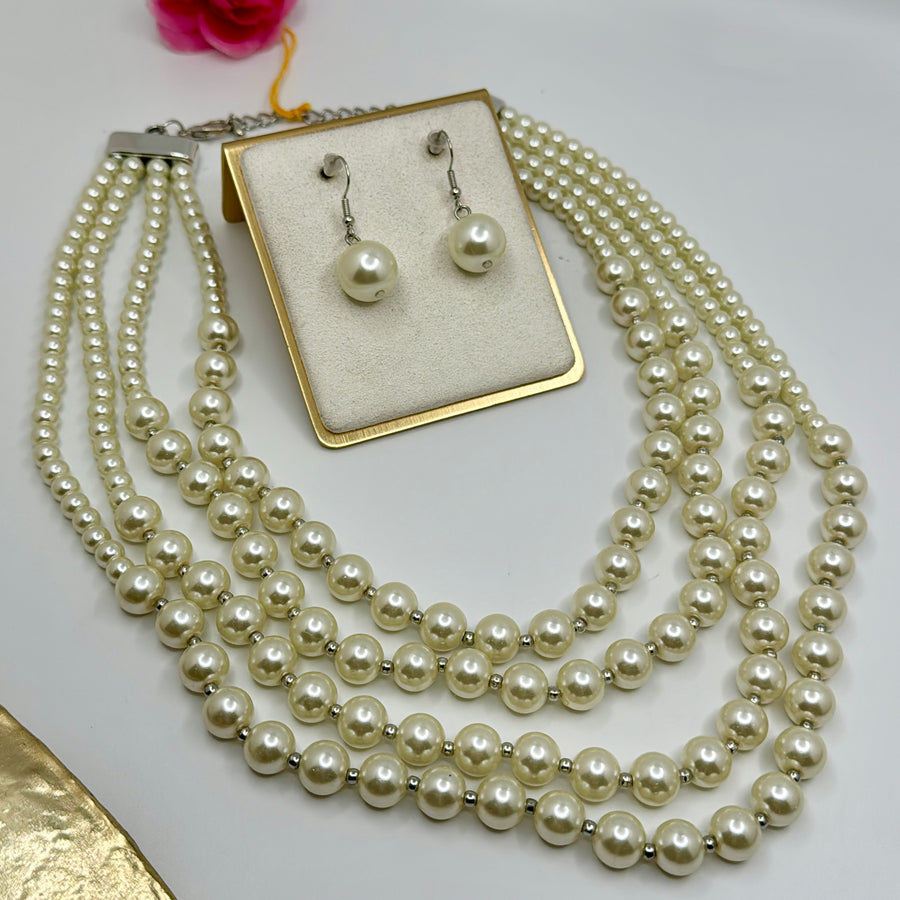 White Pearl Necklace Set