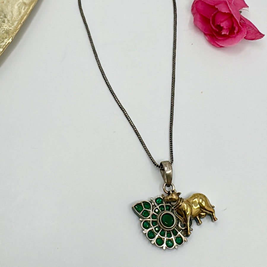 Green Nandi Cow Pendant