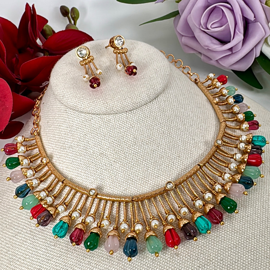 Multi Apala Inspired Moissanite Necklace Set