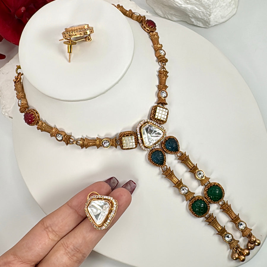 Multi Apala Inspired Moissanite Necklace Set