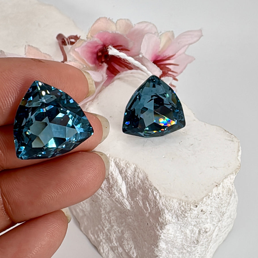 Blue Swarovski Crystals Stud Earrings