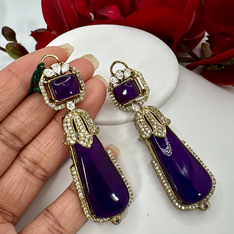 Purple Doublet Moissanite Earrings