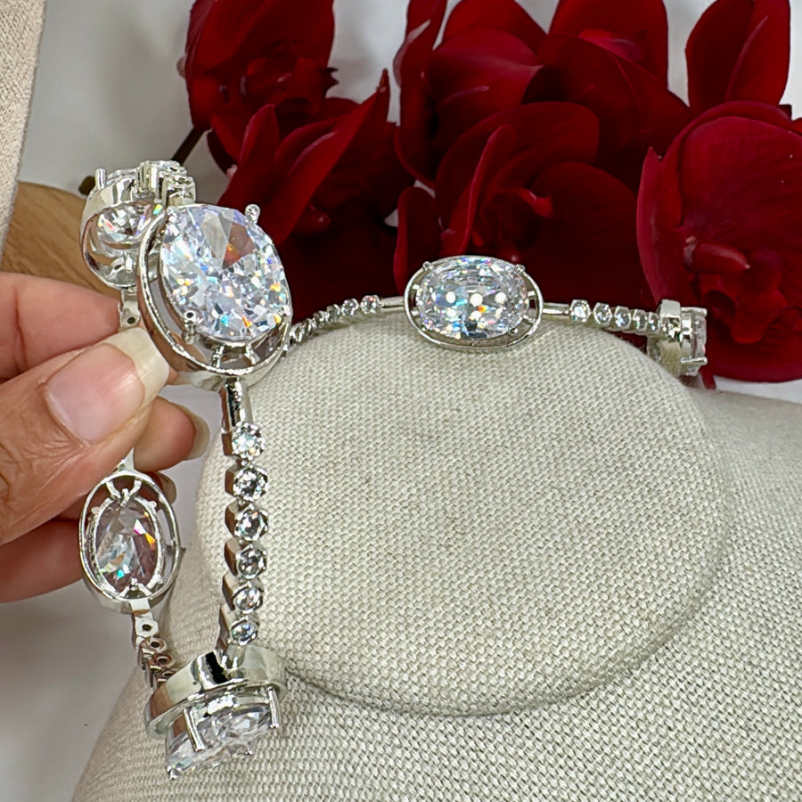 Clear Cubic Zirconia American Diamonds Non-Openable Bangle Pair(Size 2.4)