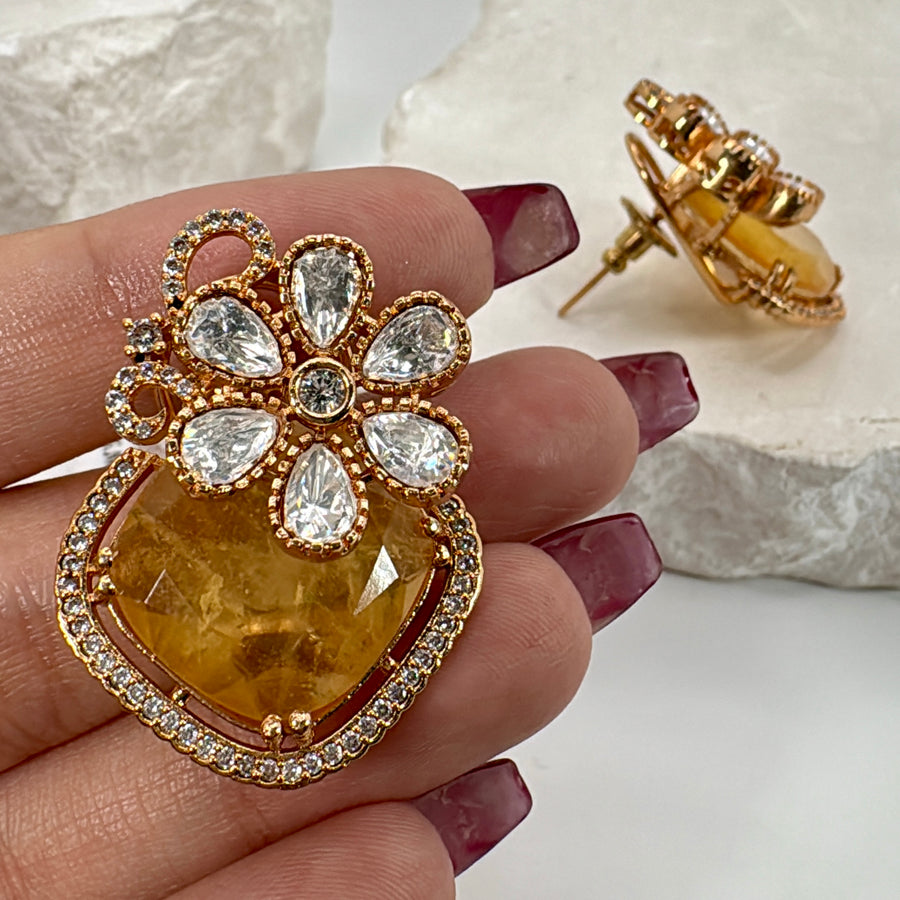 Yellow Doublet Moissanite Stud Earrings