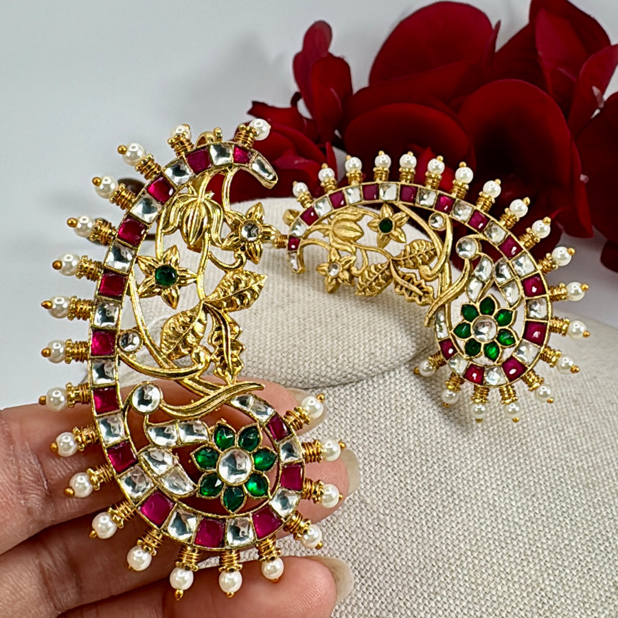 Ruby Green Jadau Moissanite Cuff Earrings