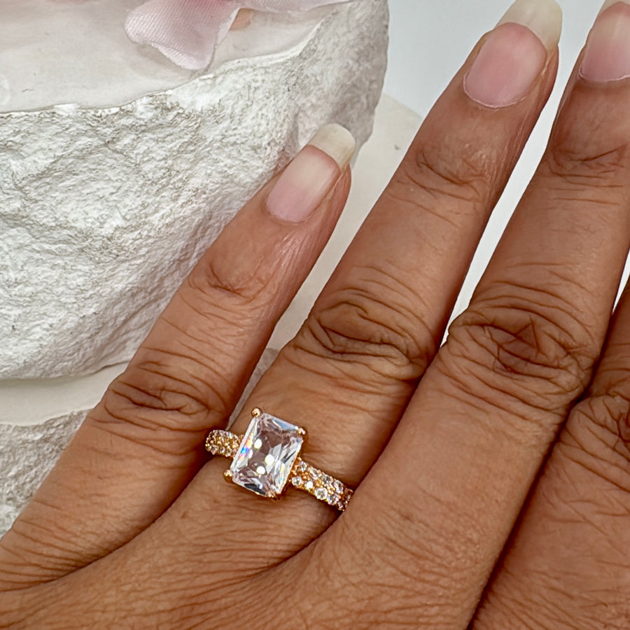 Clear Tanishq Inspired Cubic Zirconia American Diamonds Gold Plated Adjustable Finger Ring Design 2
