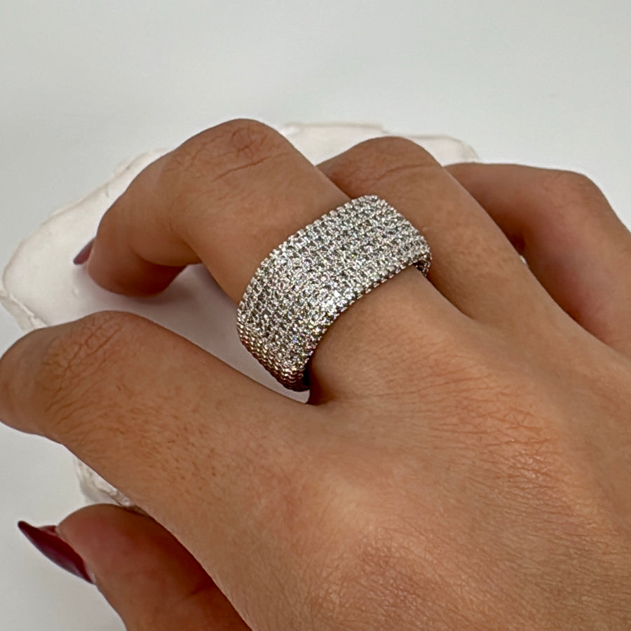 Clear Italian Nano Setting Cubic Zirconia Finger Ring (Size 8)