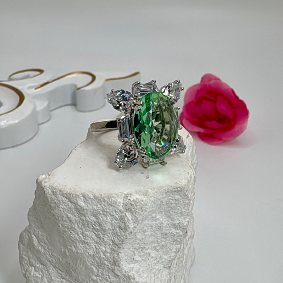 Mint American Diamonds CZ Adjustable Finger Ring
