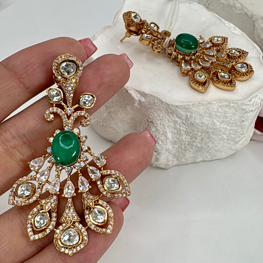 Green Doublet Moissanite Earrings