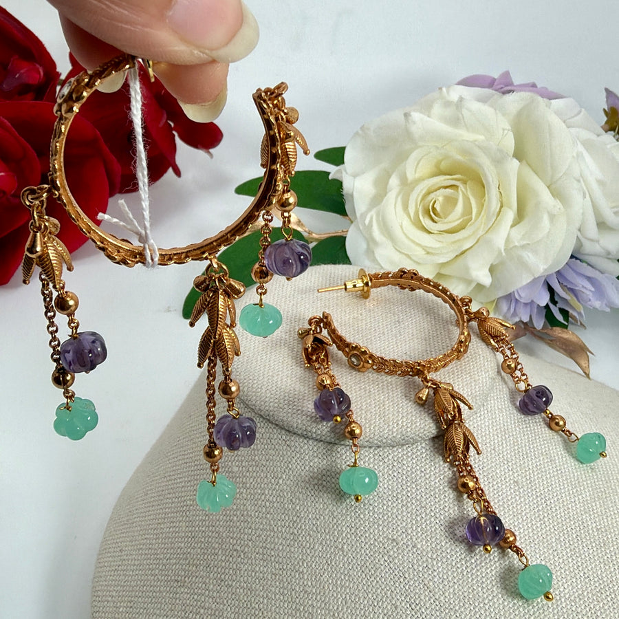 Mint Purple Apala Inspired Lightweight Hoop Earrings