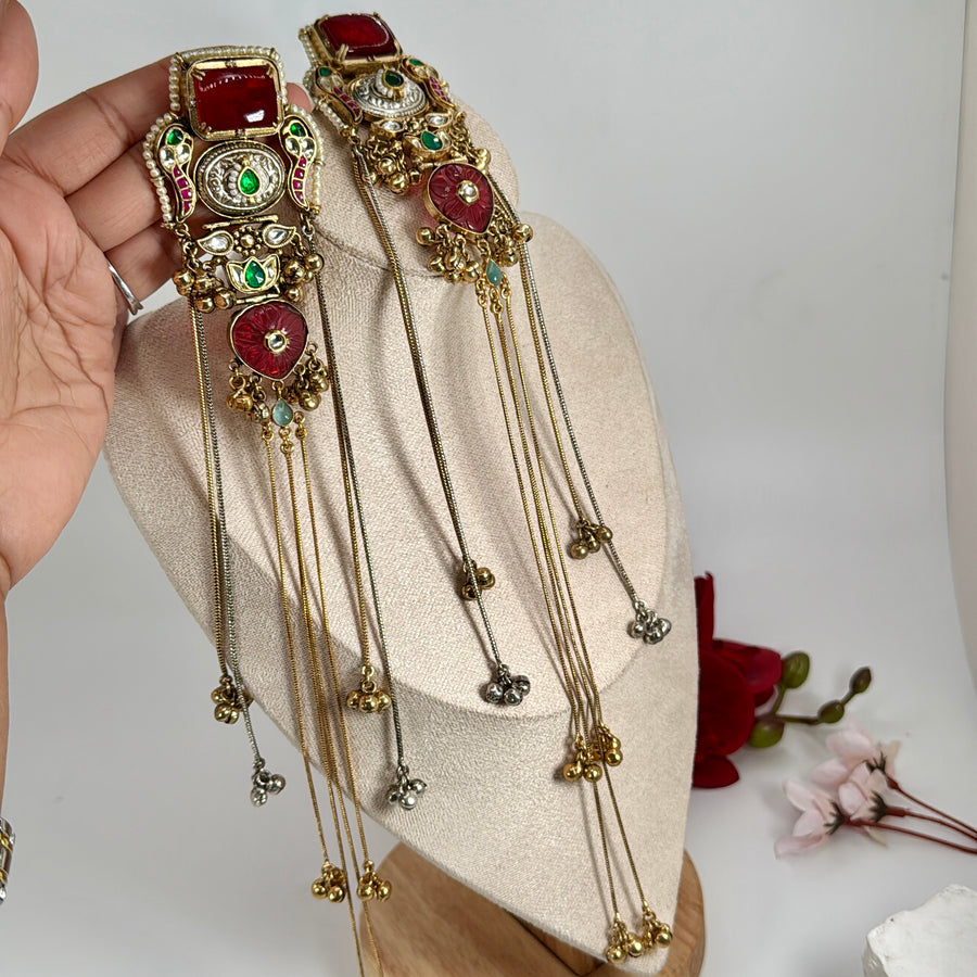 Ruby Doublet Kashmiri Earrings