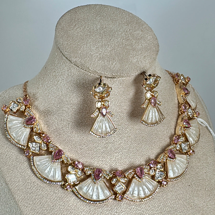 Pink MOP Necklace Set