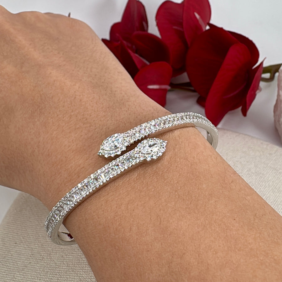 Clear Cubic Zirconia Italian AAA Cut American Diamonds Adjustable Bracelet