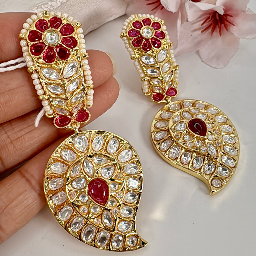 Ruby Paachi Kundan Statement Earrings