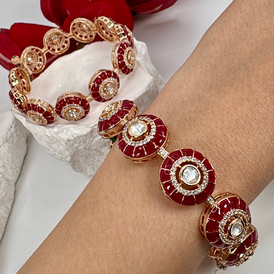 Ruby Moissanite Openable Bangle Pair (Size 2.6)