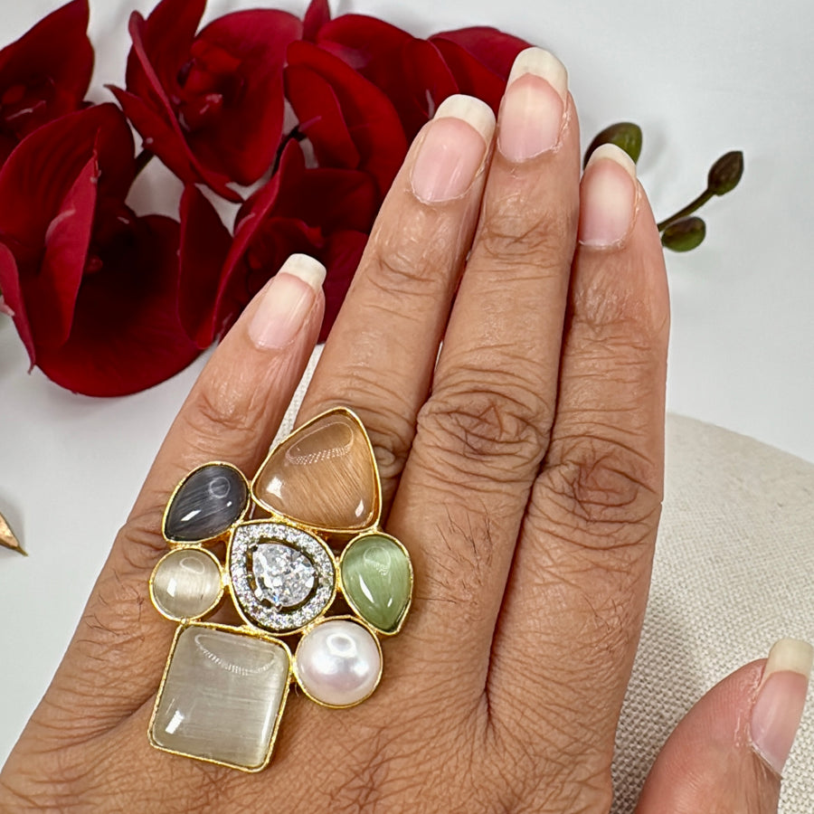 White Multi Adjustable Finger Ring