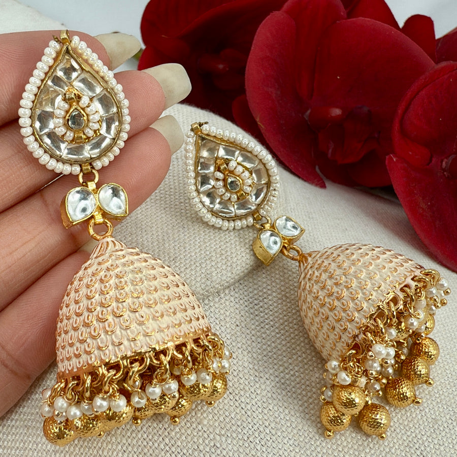 Clear Moissanite Jhumka Earrings