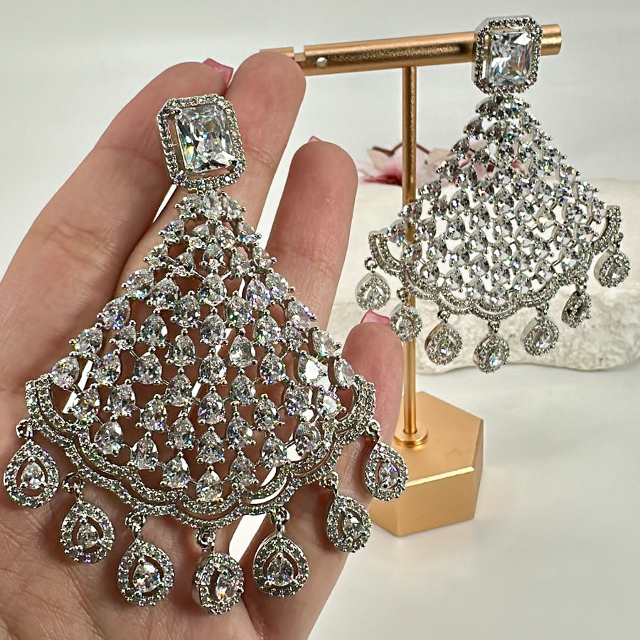 Clear American Diamonds Cubic Zirconia Lightweight Statement Earrings