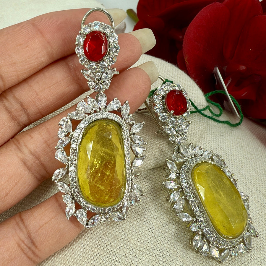 Yellow Doublet Cubic Zirconia Earrings