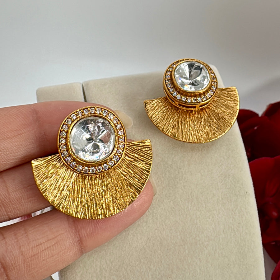 Clear Gold Moissanite Stud Earrings