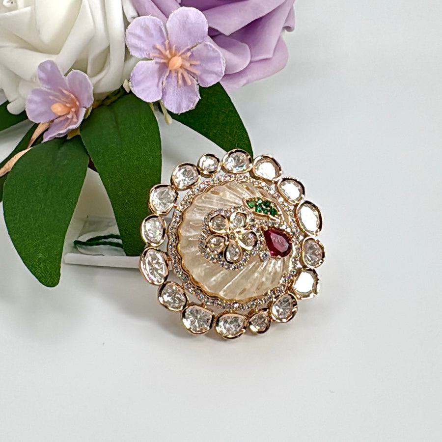 Multi MOP Polki Statement Adjustable Finger Ring